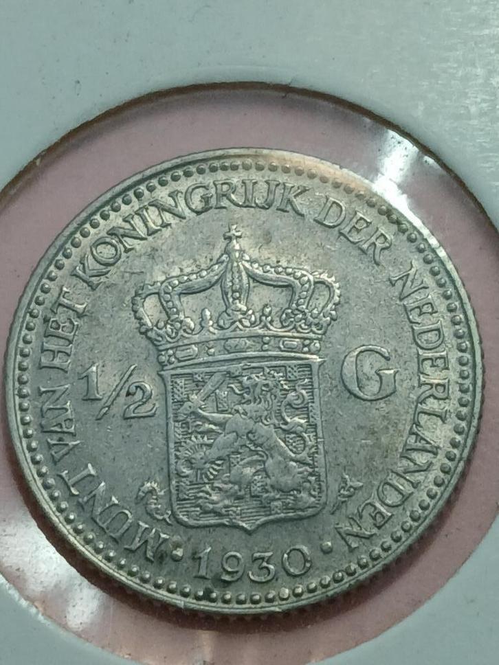 halve gulden 1928 1930, Postzegels en Munten, Munten | Nederland, Losse munt, ½ gulden, Koningin Wilhelmina, Zilver, Ophalen of Verzenden