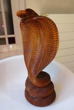 Vintage Balinees handgesneden houten cobra slang beeldje, Antiek en Kunst, Ophalen of Verzenden