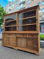 Super mooie, grote vitrinekast | buffetkast gerecycled teak, Gebruikt, 200 cm of meer, Niet te achterhalen, Teakhout