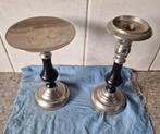 2 antieke kaarsen kandelaars deelbaar in 3 onderdelen, Ophalen of Verzenden, Koper of Brons