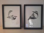 Hema zwarte lijst - Met vogetjes poster, Minder dan 50 cm, Tekening, Ophalen of Verzenden, Zo goed als nieuw