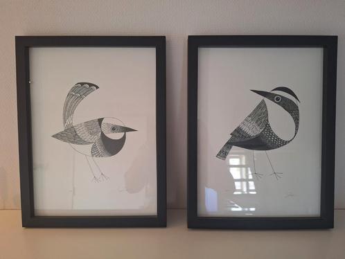 Hema zwarte lijst - Met vogetjes poster, Huis en Inrichting, Woonaccessoires | Schilderijen, Tekeningen en Foto's, Zo goed als nieuw