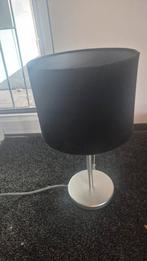 Tafellamp zwart suede met RVS poot, Ophalen of Verzenden, Zo goed als nieuw, Metaal, Modern
