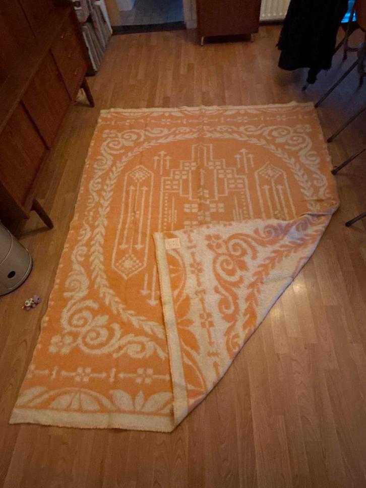 Vintage J. Scheltema wollen deken Leiden, Huis en Inrichting, Stoffering | Tapijten en Kleden, Gebruikt, 150 tot 200 cm, 200 cm of meer