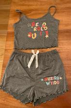 Grijze pyjama set met print - Maat M Nieuw, Ophalen of Verzenden, Grijs, Nachtkleding