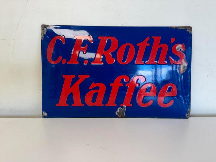 Emaille Reclamebord C.F. Roth's Kaffee, Antiek en Kunst, Antiek | Emaille, Ophalen of Verzenden