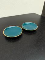 Petrol goud randje turquoise schoteltje tea, Antiek en Kunst, Ophalen of Verzenden