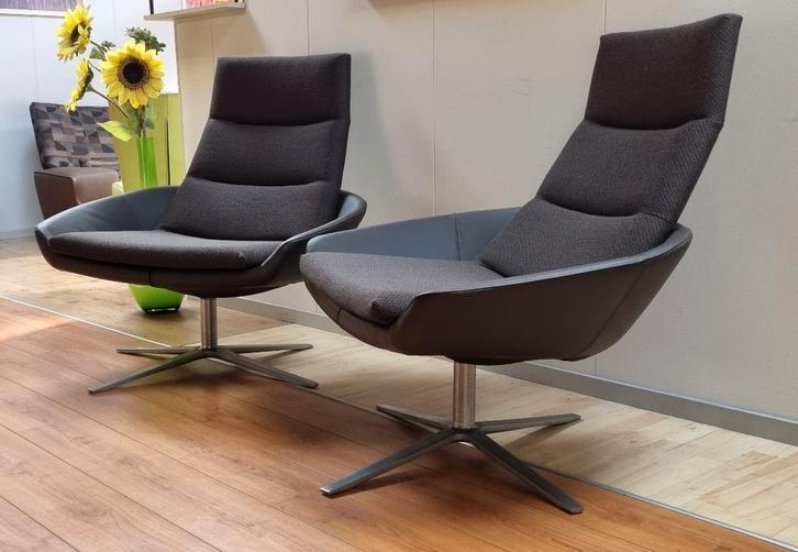 Montis Hugo draaifauteuil refurbished nieuw leer en stof, Huis en Inrichting, Fauteuils, Nieuw, Leer, Metaal, Stof, 50 tot 75 cm