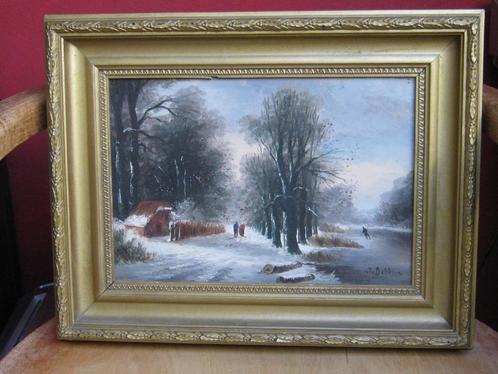 Winterlandschap, gesigneerd Bekking?, Antiek en Kunst, Kunst | Schilderijen | Klassiek, Verzenden