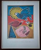 Print van Corneille 2001, Tête pensive au milieu des oiseaux, Ophalen of Verzenden
