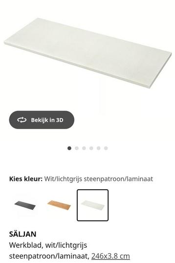 2xSÄLJAN Werkblad, wit/lichtgrijs steenpatroon/laminaat, 246 beschikbaar voor biedingen