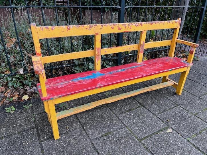 Antiek Schoolbankje/Kinderbankje afkomstig uit India, Antiek en Kunst, Antiek | Meubels | Stoelen en Banken, Ophalen