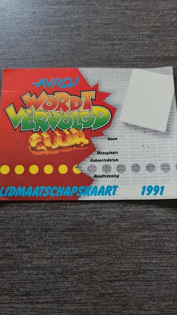 Wordt Vervolgd Club lidmaatschapskaart en stickers beschikbaar voor biedingen