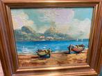 Schilderij met boten op het strand, Antiek en Kunst, Kunst | Schilderijen | Klassiek, Ophalen