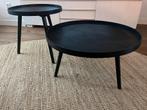 Nieuw! Set van 2 zwarte bijzettafels van Woood., Huis en Inrichting, 50 tot 100 cm, Rond, Nieuw, Ophalen of Verzenden