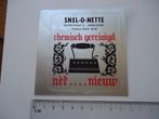 sticker oud EMMELOORD SNEL O NETTE stomerij retro wassen, Verzenden, Zo goed als nieuw, Bedrijf of Vereniging