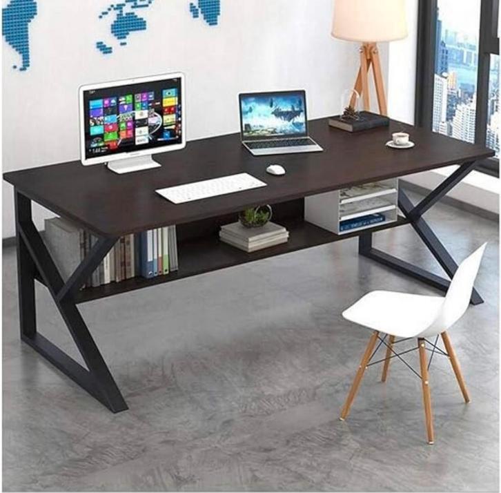 Modern Zwart Computerbureau met Extra Plank, Huis en Inrichting, Bureaus, Nieuw, Bureau, Ophalen of Verzenden