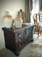 Mooie antieke dekenkist, houtsnijwerk 90 x 43d x 55 h, Antiek en Kunst, Ophalen