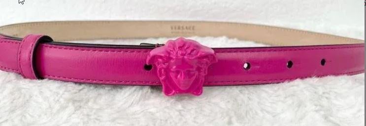 VERSACE riem, hardroze met Medusa kop, leer, maat 80, NIEUW, Kleding | Heren, Riemen en Ceinturen, Overige kleuren, Echt leder
