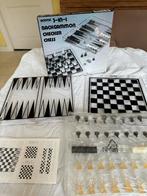 3-in-1 spel schaken dammen backgammon transparant kunststof, Hobby en Vrije tijd, Gezelschapsspellen | Bordspellen, Een of twee spelers
