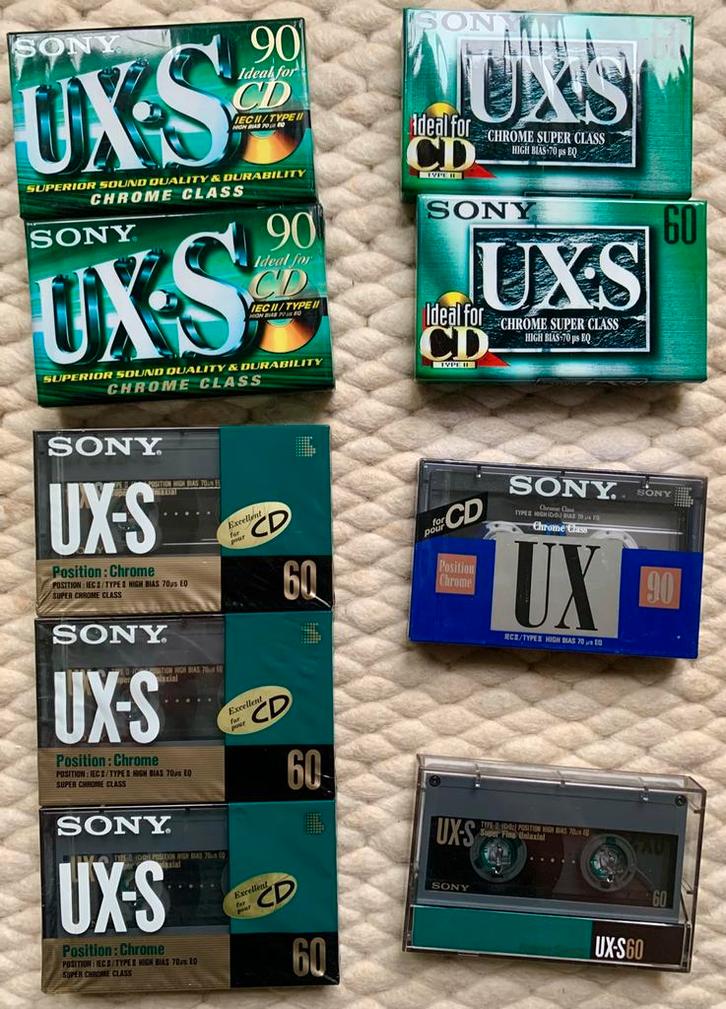 NOS Sony UX-S90 UX-S60 UX90 cassettebandjes UX-S UXS UX 90, Cd's en Dvd's, Cassettebandjes, Nieuw in verpakking, Onbespeeld, 2 t/m 25 bandjes