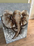 Groot canvas doek olifant met reliëf 120x80, Ophalen, Zo goed als nieuw, Schilderij, 75 cm of meer