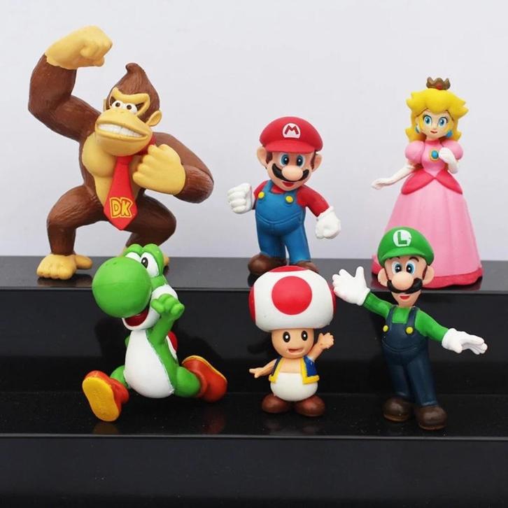 Nieuw !!  Set met 6 Super Mario Bros poppetjes / figuren, Kinderen en Baby's, Speelgoed | Actiefiguren, Nieuw, Ophalen of Verzenden