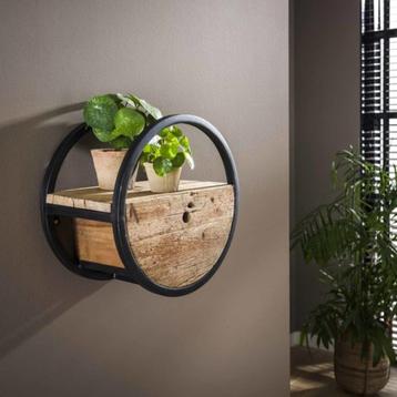 Wandkast Hout rond met lade. Reefs interior beschikbaar voor biedingen