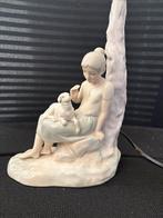 Porseleinen beeldje/tafellamp meisje met lammetje, Ophalen of Verzenden