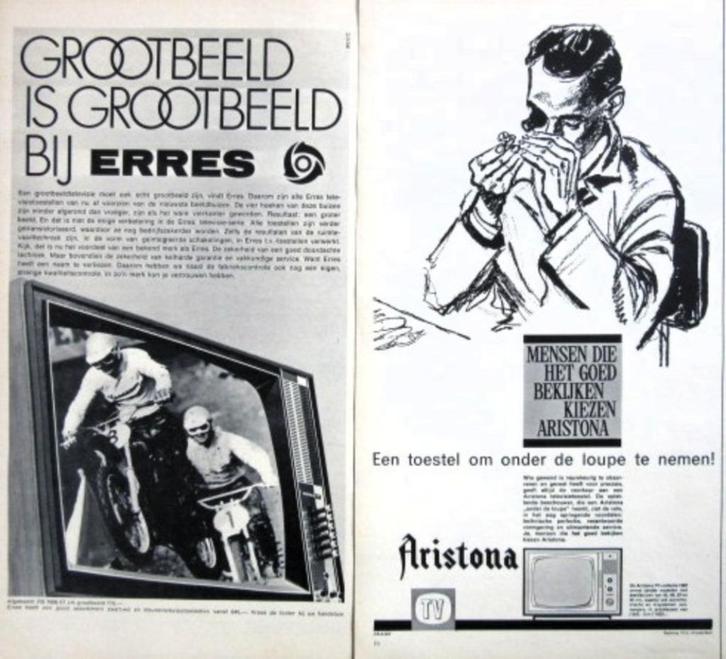 4 vintage advertenties reclames televisie 1957-69 TV Erres, Verzamelen, Merken en Reclamevoorwerpen, Gebruikt, Overige typen, Ophalen of Verzenden