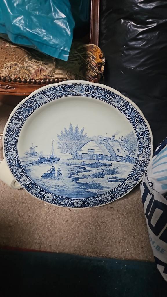 Oude Bord met Hollands Landschap, Antiek en Kunst, Antiek | Wandborden en Tegels, Ophalen