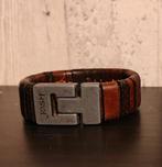 Josh heren armband 24,5 cm Cognac, Sieraden, Tassen en Uiterlijk, Armbanden, Ophalen of Verzenden, Zo goed als nieuw, Bruin, Leer