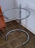 Eileen Gray stijl - glazen bijzettafel, Huis en Inrichting, Minder dan 55 cm, Rond, Ophalen, 45 tot 60 cm