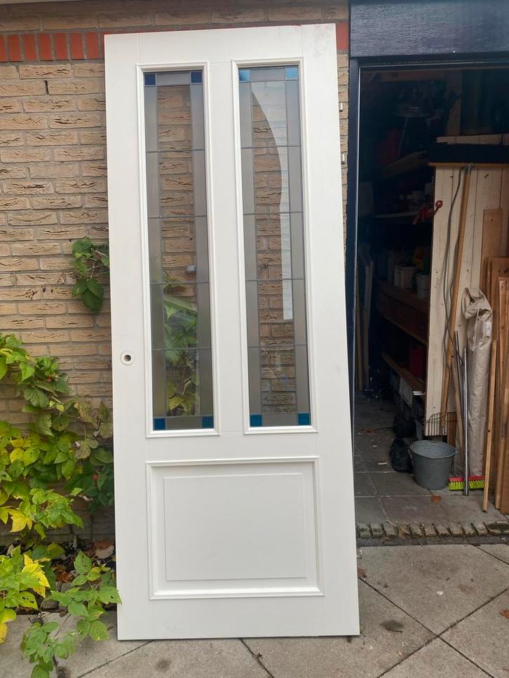 Glas in looddeur - Opdekdeur, Doe-het-zelf en Verbouw, Deuren en Horren, Gebruikt, Binnendeur, 215 cm of meer, 80 tot 100 cm, Glas