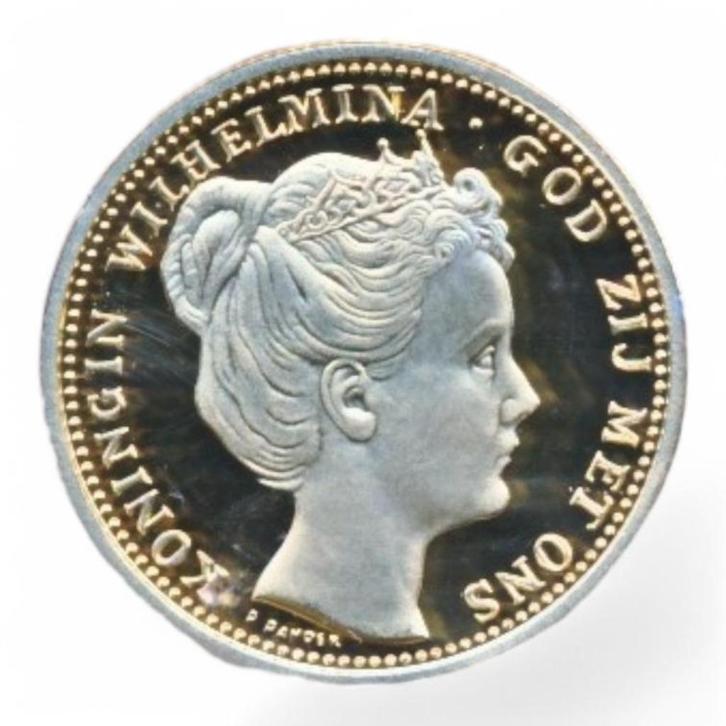 Nederland Naslag 10 Gulden 1898 Wilhelmina Inhuldigingstient, Postzegels en Munten, Penningen en Medailles, Zilver, Nederland