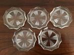 5 glazen onderzetters. Reims Frankrijk., Ophalen of Verzenden, Zo goed als nieuw, Glas of Kopje
