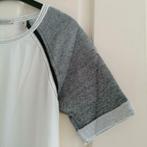 Maison Scotch shirt wit voile + grijze sweater mouw S 34806, Kleding | Dames, T-shirts, ., Wit, Zo goed als nieuw, Korte mouw