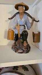 Antiek Chinese Mudman Beeldje met Juk en Manden, Ophalen of Verzenden