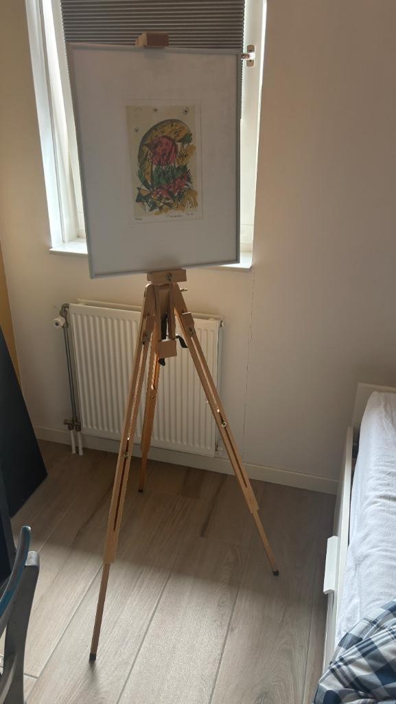 Schildersezel met zeefdrukschilderij, Hobby en Vrije tijd, Schilderen, Gebruikt, Ezel, Ophalen