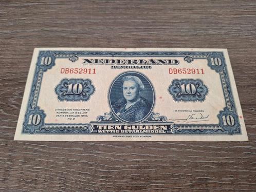 Bijna UNC biljet 10 gulden Wilhelmina, 1943, Postzegels en Munten, Bankbiljetten | Nederland, 10 gulden, Ophalen of Verzenden