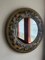 Decoratieve ronde spiegel met bloemen, Gebruikt, Rond, Ophalen of Verzenden, Minder dan 100 cm