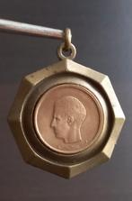 Antieke bronzen medaille met het zijaanzicht van een man, Ophalen of Verzenden, Brons