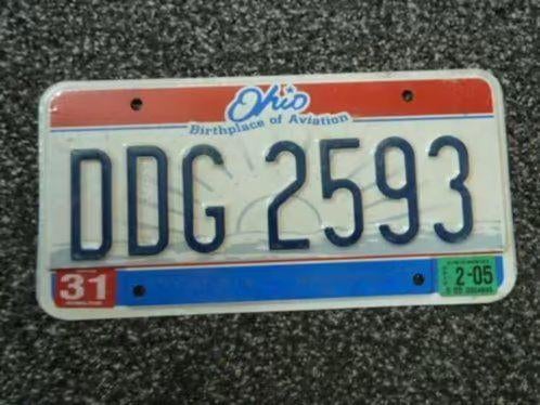 Kentekenplaat licenseplate Ohio Birthplace of Aviation 2 USA, Verzenden, Gebruikt, Auto's