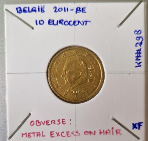 Cud error Obv en CC rotation Rev 10 eurocent 2011-BE België, Postzegels en Munten, Munten | Europa | Euromunten, Losse munt, 10 cent