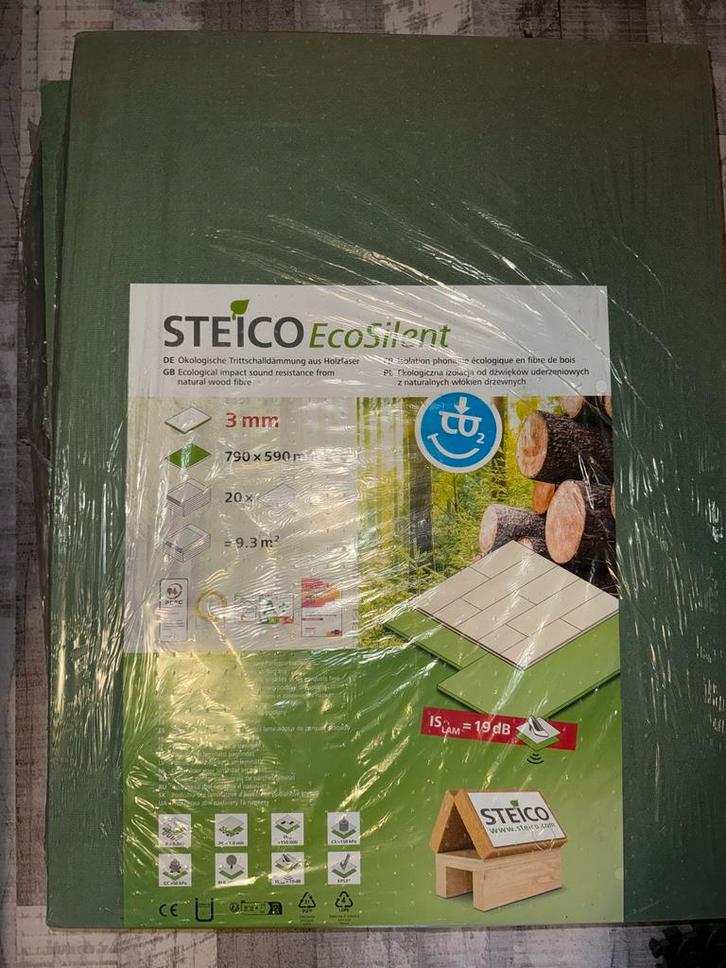 Steico EcoSilent Ondervloer 3mm (2pakken -3stuks), Doe-het-zelf en Verbouw, Isolatie en Afdichting, Zo goed als nieuw, Vloerisolatie