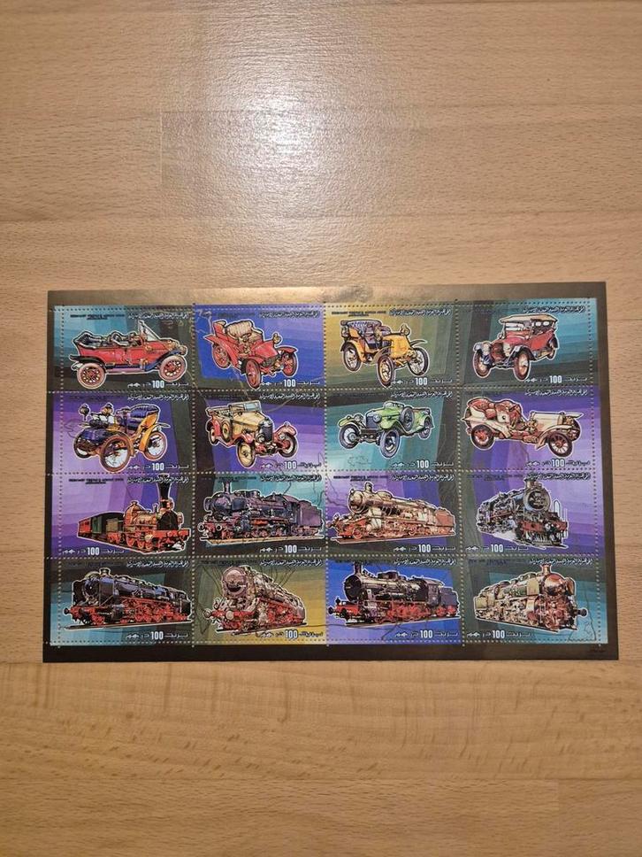 Libië 1984 auto's en treinen, Postzegels en Munten, Postzegels | Thematische zegels, Postfris, Treinen, Ophalen of Verzenden