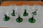 6 Roemer wijnglazen, Groene steel, France, Ophalen, Zo goed als nieuw, Overige typen