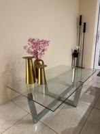 Salontafel chroom glas plam MOET WEG, Huis en Inrichting, Tafels | Salontafels, Ophalen, 100 tot 150 cm, 50 tot 100 cm, Minder dan 50 cm