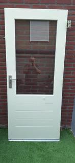 Hardhouten achterdeur met dubbel glas, Doe-het-zelf en Verbouw, Deuren en Horren, Ophalen, Gebruikt, 80 tot 100 cm, Buitendeur