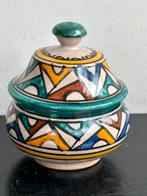 Oud Fes Oosters aardewerk deksel potje 7/10 cm, Antiek en Kunst, Curiosa en Brocante, Ophalen of Verzenden